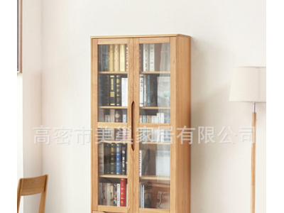 北欧简约书架 实木 书柜 多层置物架 橡木 展示柜 陈列架 储物架图4