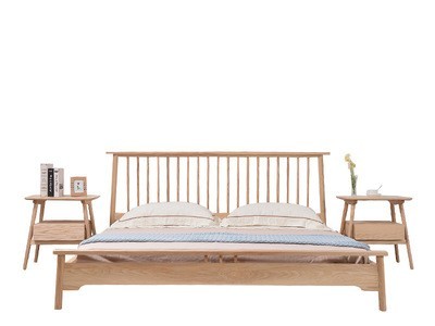 网红款北欧实木床1.8米小户型1.5米民宿单双人床原木白蜡木温莎床