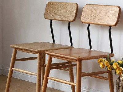 北欧简约实木网红餐 餐椅橡木 餐厅靠背铁椅子 咖啡椅 餐桌椅组合