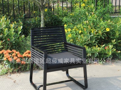 北欧咖啡厅藤椅庭院藤桌椅 酒店定制织带户外藤编桌椅 藤编织带椅图3