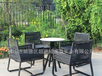 北欧咖啡厅藤椅庭院藤桌椅 酒店定制织带户外藤编桌椅 藤编织带椅图2