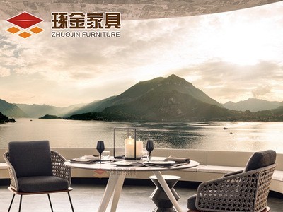 酒店别墅庭院露台沙发休闲家具组合北欧户外绳编沙发脚踏茶几图5