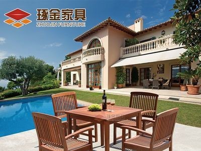 户外实木餐桌椅组合庭院餐厅休闲木桌沙滩躺椅简约折叠椅秋千吧椅图2