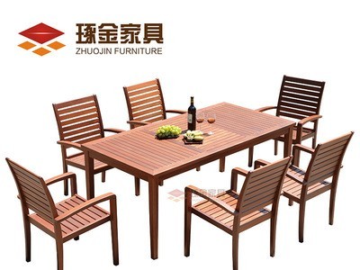 户外实木餐桌椅组合庭院餐厅休闲木桌沙滩躺椅简约折叠椅秋千吧椅图3