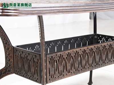户外铸铝桌椅三五件套室外休闲露天阳台花园庭院防水铁艺长方桌椅图3