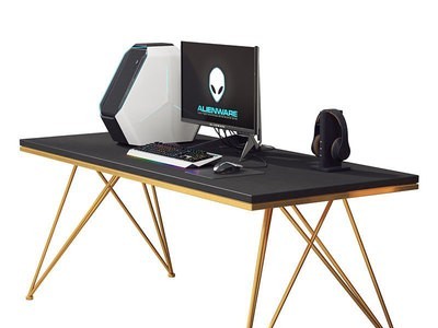 实木办公桌 简约公司会议桌铁艺长桌多人位培训台式电脑办公桌