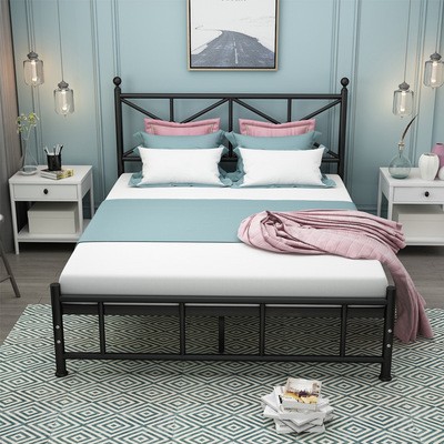 北欧铁艺床加厚加固白色铁床1.5米家用双人床现代简约工艺铁架床