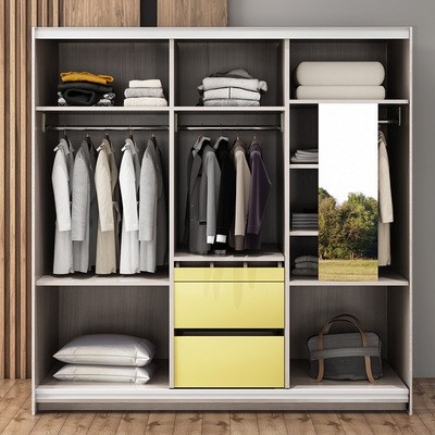 北欧简约现代衣柜推拉移滑趟门经济型整体大衣橱卧室家用组装柜子