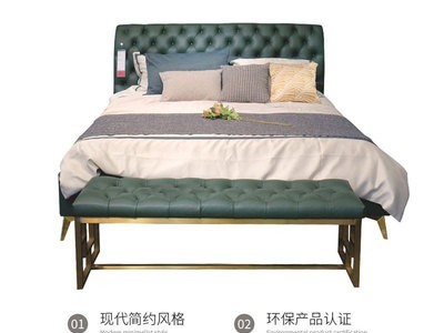 美式轻奢真皮床 北欧大小户型单人双人储物主卧酒店软体真皮床1.8图3