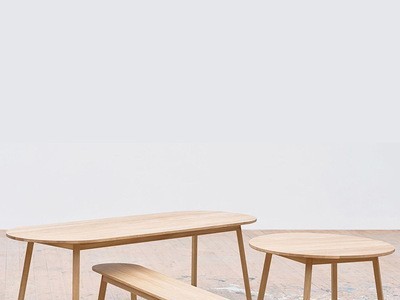 北欧原木餐桌椅组合极简椭圆形长桌小户型饭桌实木圆桌接待洽谈桌