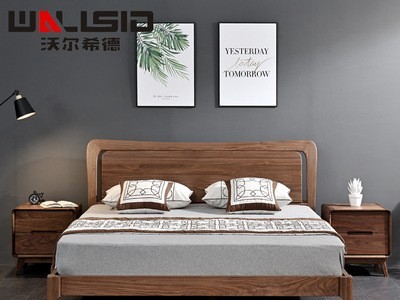 北美黑胡桃木床北欧实木床1.8米双人床全实木卧室家具可定制婚床