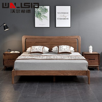 北美黑胡桃木床北欧实木床1.8米双人床全实木卧室家具可定制婚床