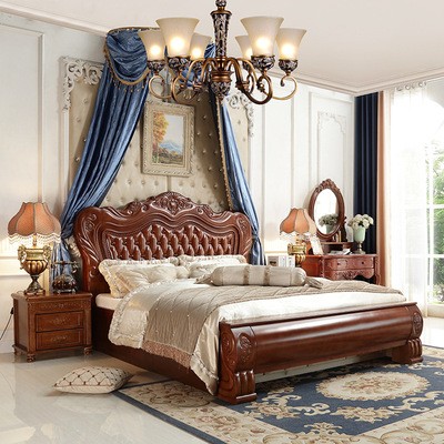 欧式实木床2米2.2米双人大床奢华婚床1.5/1.8储物床厂家直销