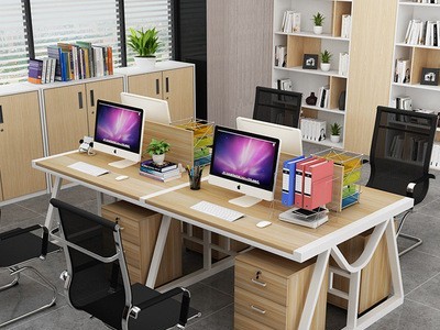 员工办公桌电脑桌椅四人位职员办公桌椅组合简约现代卡座办公家具图4