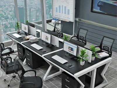 员工办公桌电脑桌椅四人位职员办公桌椅组合简约现代卡座办公家具图2
