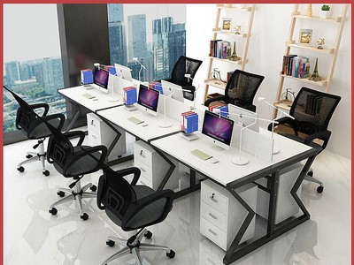 员工办公桌电脑桌椅四人位职员办公桌椅组合简约现代卡座办公家具图3