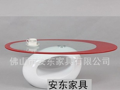 美式个性创意烤漆 椭圆形时尚简约现代 小户型钢化玻璃功夫茶几图1