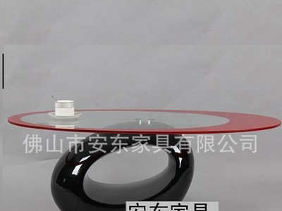 美式个性创意烤漆 椭圆形时尚简约现代 小户型钢化玻璃功夫茶几图3