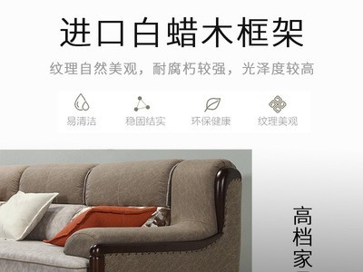 北欧风格实木沙发小户型客厅简约现代三人位组合免洗科技布艺沙发图2