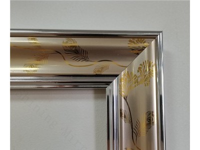 现代中东热卖亮光金色pvc塑料边框宽包边镜子卫浴化妆镜浴室镜子
