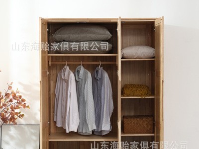 北欧橡木三门衣柜卧室家具简约实木衣橱现代简约收纳储物柜子定做图4