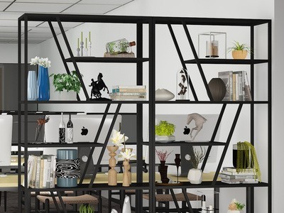 美式落地置物架loft工业风餐厅创意装饰屏风简约办公室隔断置物架图4