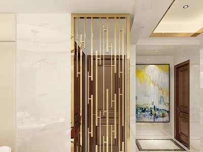 北欧不锈钢屏风轻奢酒店金属玄关装饰现代简约客厅入户门镂空隔断图4