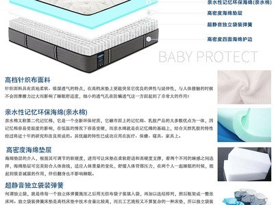 Evening 五星级防螨高端床垫定制 独立弹簧慢回弹亲水棉席梦思图2