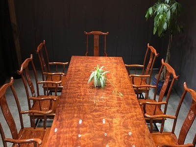 巴花实木大板茶桌茶台奥坎大板桌原木胡桃木大板办公桌椅长会议桌图2