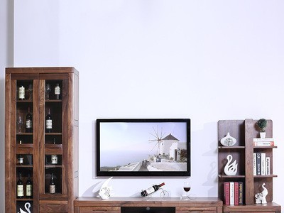 北美黑胡桃木电视柜茶几组合客厅地柜北欧简约表情创意实木视听柜