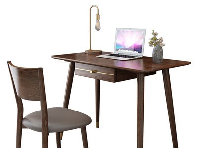 北欧原木白蜡木书桌带书架现代全实木电脑桌环保写字台日式办公桌