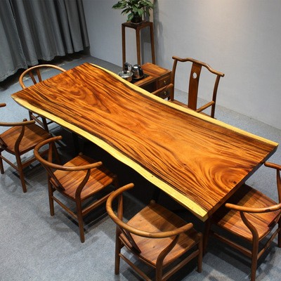 胡桃木实木大板老板桌原木整块茶桌简约现代总裁桌办公桌家用餐桌