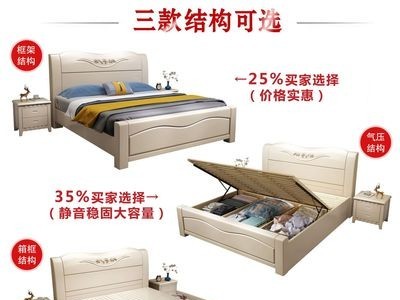 现代简约卧室实木床1.8米 白色双人床1.5m原木新中式木床家具直销图3