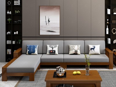 实木沙发单双三位现代简约新中式布艺实木沙发经济型客厅实木家具图2