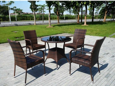 仿藤休闲桌椅 藤编户外家具 Pe藤椅 室外桌椅五件套 Rattan chair图1