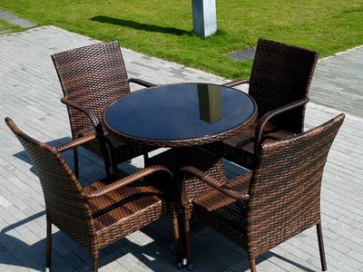 仿藤休闲桌椅 藤编户外家具 Pe藤椅 室外桌椅五件套 Rattan chair图3