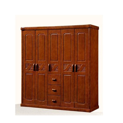 厂家直销整体衣柜中式对开门实木衣柜三四五六门加顶橡胶木储物柜