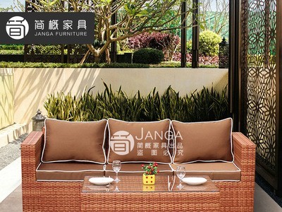 北欧户外藤编沙发酒店别墅庭院花园室外阳台创意藤椅茶几组合家具图3