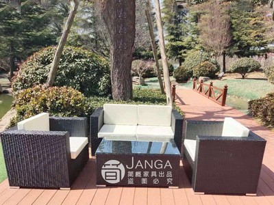 户外沙发庭院花园别墅阳台室外露天露台休闲茶几组合家具藤编沙发图3
