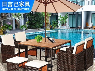 户外休闲桌椅现代简约别墅庭院花园室外餐厅咖啡厅休闲藤椅组合图4