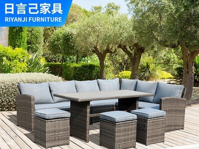 户外藤编沙发酒店庭院花园室外露天休闲藤制沙发茶几组合创意藤椅图5
