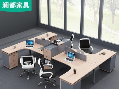 职员办公桌2/4四人位简约财务电脑桌员工桌椅组合办公室家具工位图4