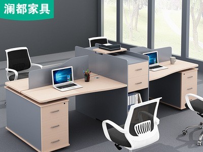职员办公桌2/4四人位简约财务电脑桌员工桌椅组合办公室家具工位