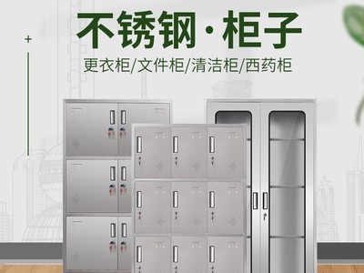 不锈钢办公文件柜铁皮资料档案柜西药柜车间员工更衣柜带锁储物柜图2