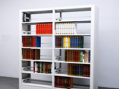 永格钢制单面双面双柱书架图书馆阅览室书架全钢加厚 学校书架