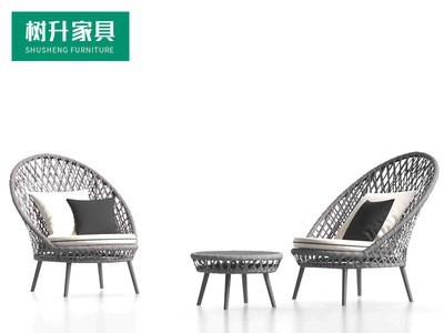 户外简约编藤艺北欧沙发椅休闲阳台庭院花园茶水间样板间茶几单人图3
