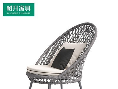 户外简约编藤艺北欧沙发椅休闲阳台庭院花园茶水间样板间茶几单人图5