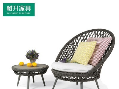 户外简约编藤艺北欧沙发椅休闲阳台庭院花园茶水间样板间茶几单人图4