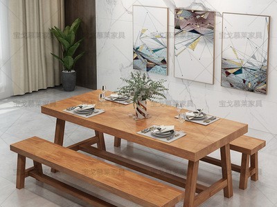 北欧餐桌椅组合小户型家用长方形4人6人饭桌现代简约餐馆实木餐桌图4
