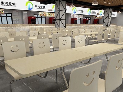快餐厅连体餐桌椅公司学校食堂餐桌椅组合小吃店四人位快餐桌椅图2